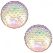 Basic Cabochon 20mm mermaid Silver crystal holographic
